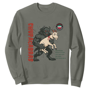 Chupacabra Sweatshirt Vintage Horror Cryptid Gift TS12 Military Green Print Your Wear