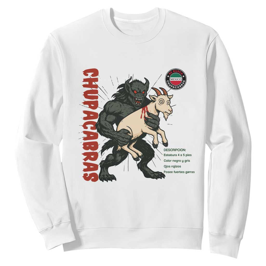Chupacabra Sweatshirt Vintage Horror Cryptid Gift TS12 White Print Your Wear