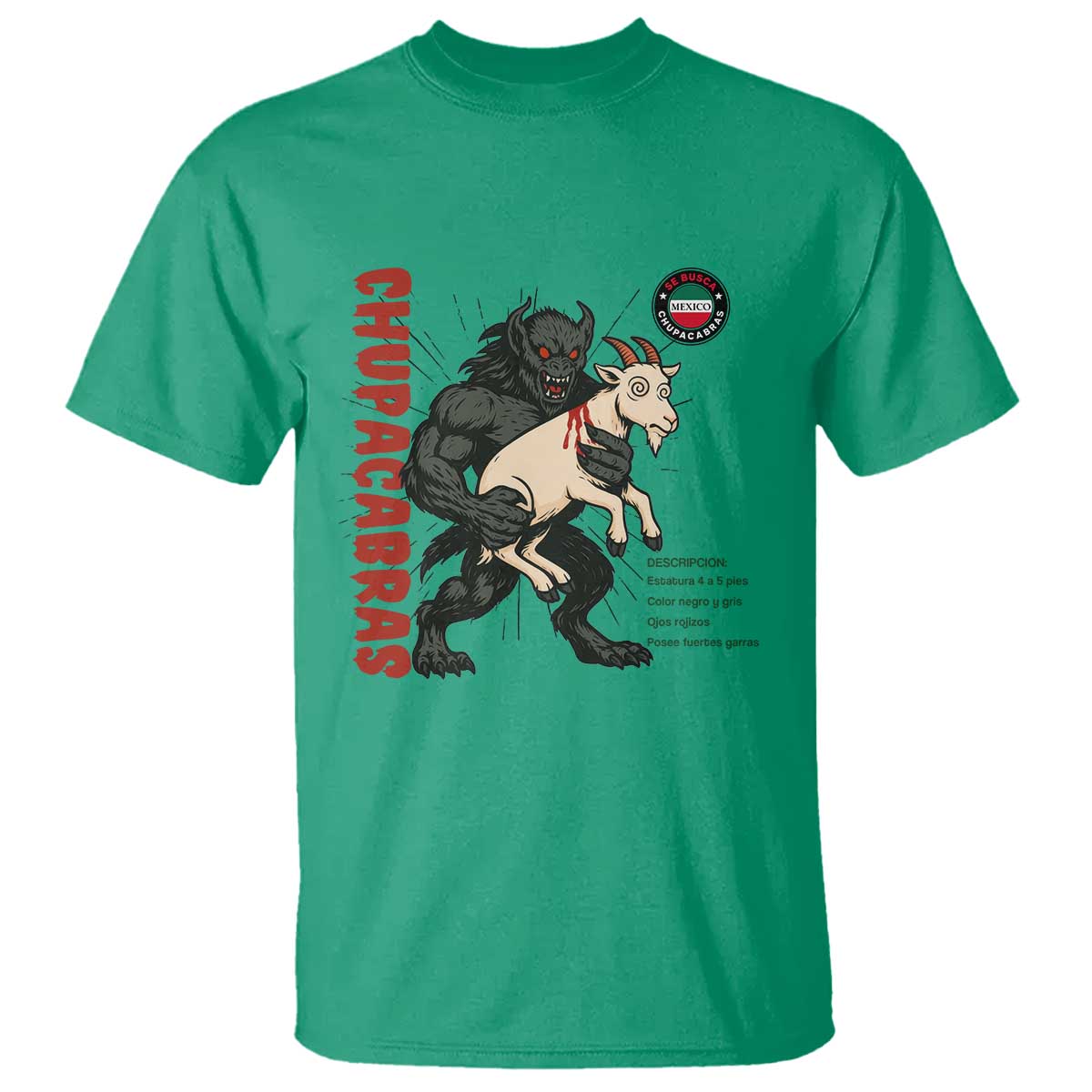 Chupacabra T Shirt Vintage Horror Cryptid Gift TS12 Irish Green Print Your Wear