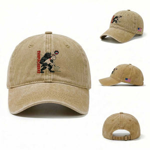 Chupacabra Washed Cotton Baseball Cap Vintage Horror Cryptid Gift TS12 Washed Cap Universal Fit Khaki Print Your Wear