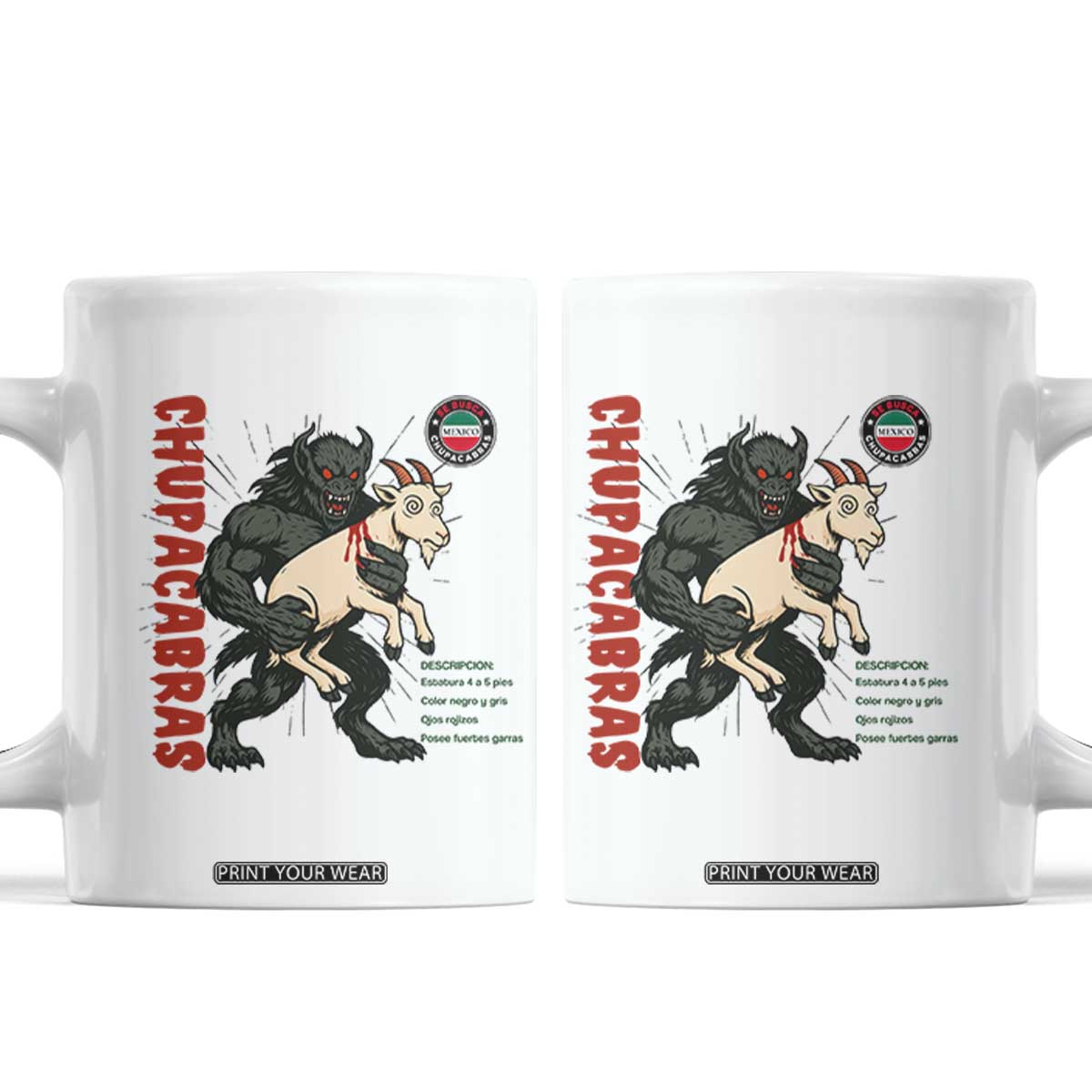Chupacabra Coffee Mug Vintage Horror Cryptid Gift TS12 White Print Your Wear