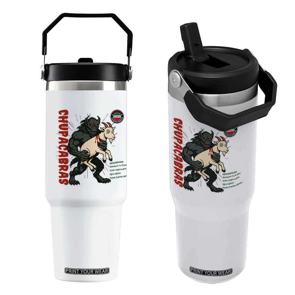 Chupacabra Flip Straw Tumbler Vintage Horror Cryptid Gift TS12 One Size: 30 oz White Print Your Wear