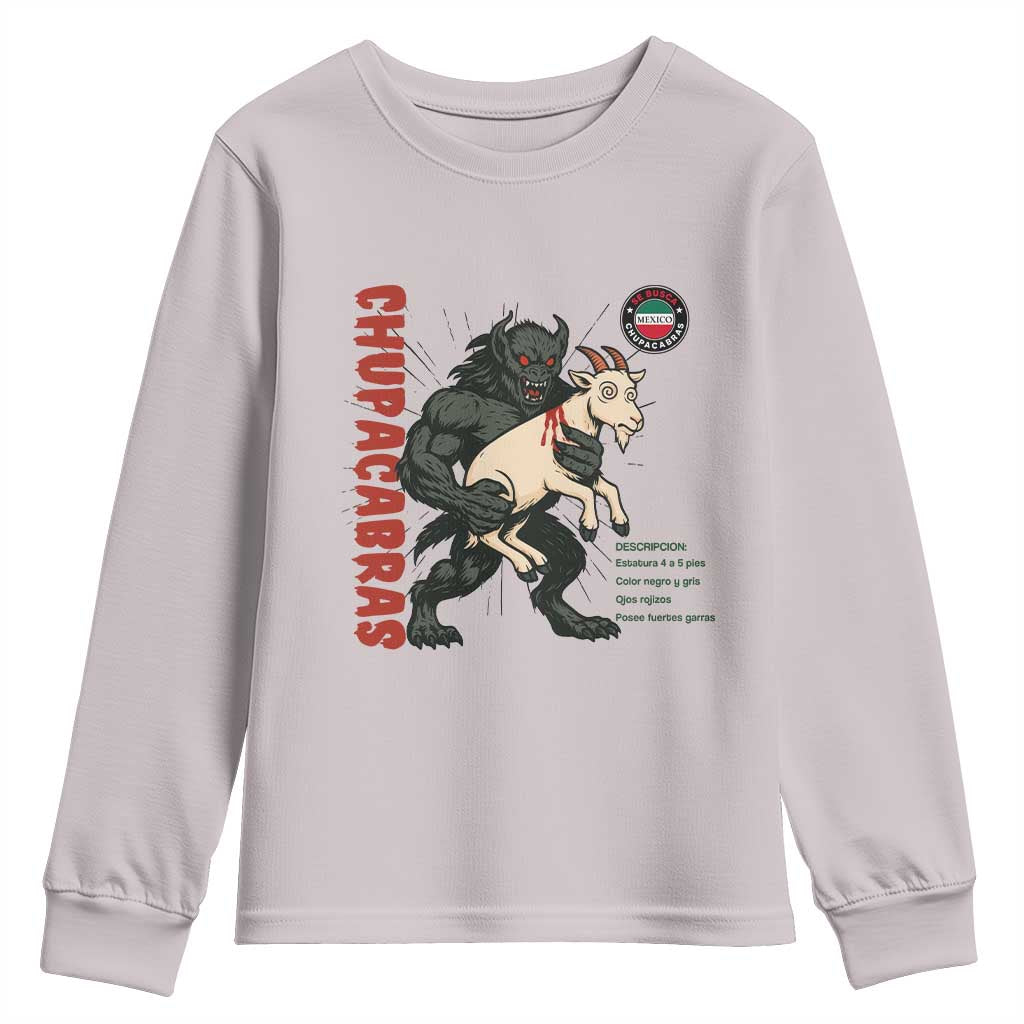 Chupacabra Youth Sweatshirt Vintage Horror Cryptid Gift TS12 Ice Gray Print Your Wear
