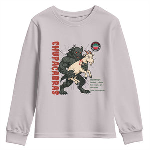 Chupacabra Youth Sweatshirt Vintage Horror Cryptid Gift TS12 Ice Gray Print Your Wear
