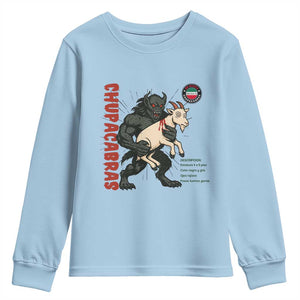Chupacabra Youth Sweatshirt Vintage Horror Cryptid Gift TS12 Light Blue Print Your Wear