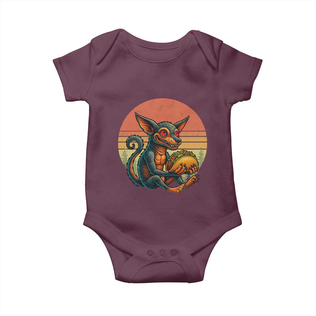 Funny Chupacabra Eat Tacos Cryptid Gift Baby Onesie TS12 Maroon Print Your Wear