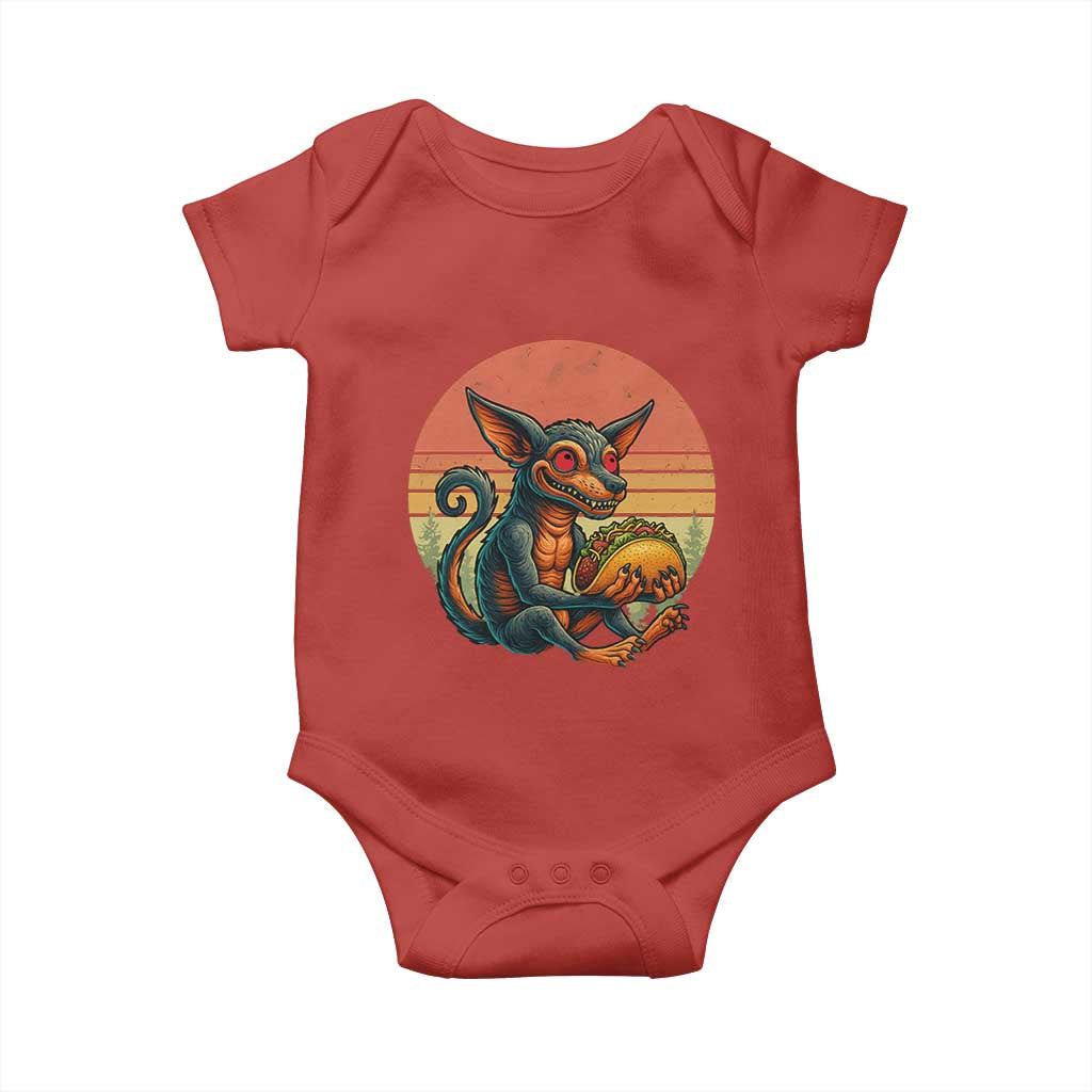 Funny Chupacabra Eat Tacos Cryptid Gift Baby Onesie TS12 Red Print Your Wear