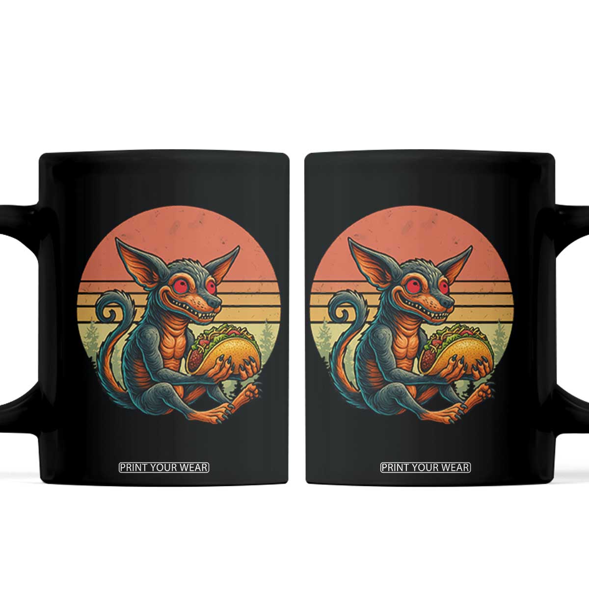 Funny Chupacabra Eat Tacos Cryptid Gift Coffee Mug TS12 Black Print Your Wear