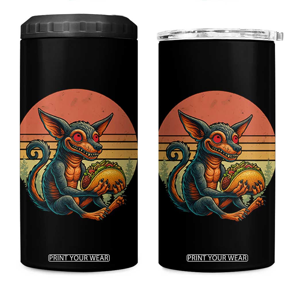 Funny Chupacabra Eat Tacos Cryptid Gift 4 in 1 Can Cooler Tumbler TS12 One Size: 16 oz Black Print Your Wear