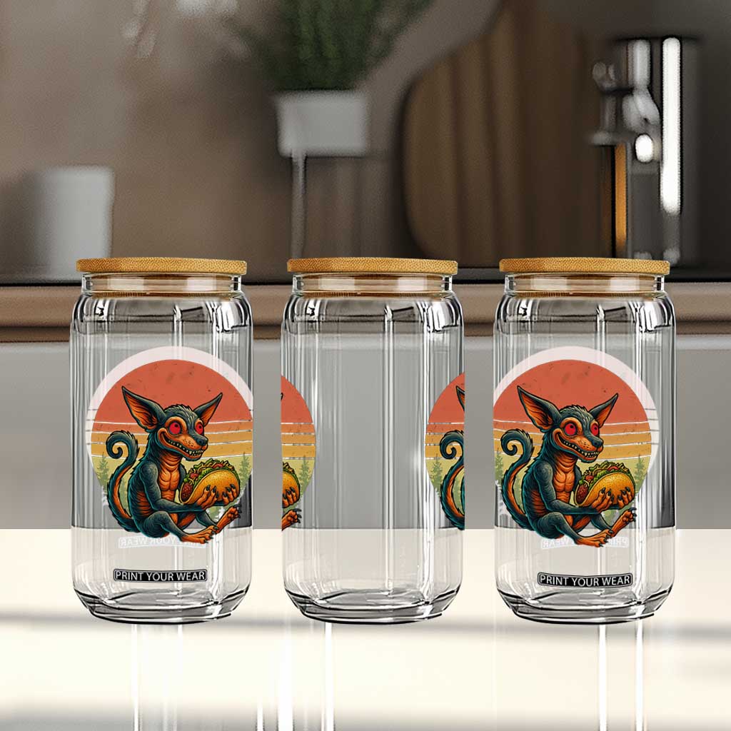 Funny Chupacabra Eat Tacos Cryptid Gift Glass Can TS12 Print Your Wear