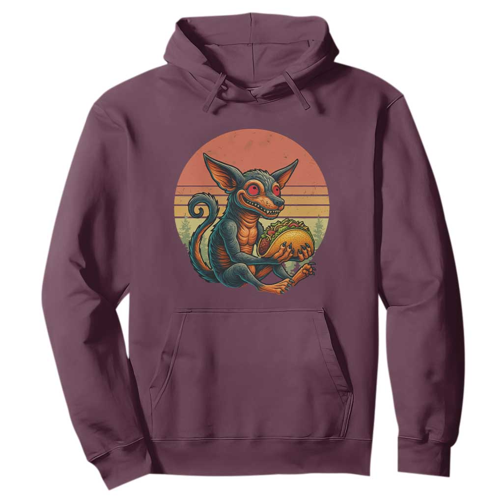 Funny Chupacabra Eat Tacos Cryptid Gift Hoodie TS12 Maroon Print Your Wear