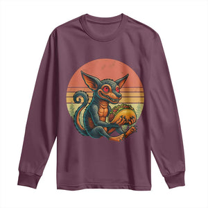 Funny Chupacabra Eat Tacos Cryptid Gift Long Sleeve Shirt TS12 Maroon Print Your Wear
