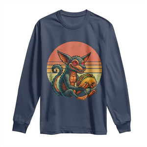 Funny Chupacabra Eat Tacos Cryptid Gift Long Sleeve Shirt TS12 Navy Print Your Wear