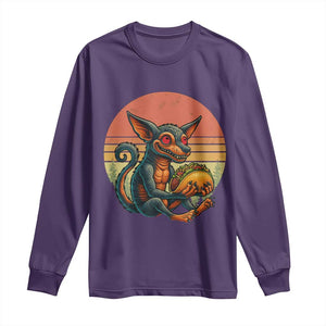 Funny Chupacabra Eat Tacos Cryptid Gift Long Sleeve Shirt TS12 Purple Print Your Wear
