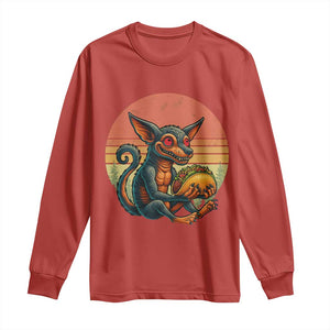 Funny Chupacabra Eat Tacos Cryptid Gift Long Sleeve Shirt TS12 Red Print Your Wear