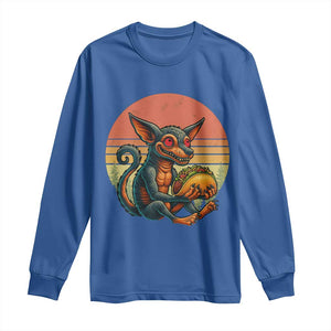 Funny Chupacabra Eat Tacos Cryptid Gift Long Sleeve Shirt TS12 Royal Blue Print Your Wear