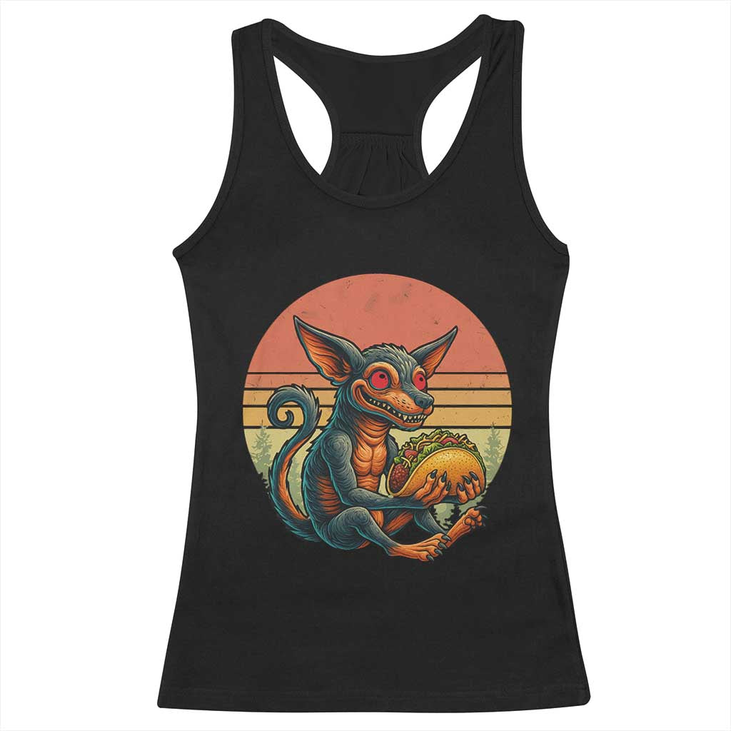 Funny Chupacabra Eat Tacos Cryptid Gift Racerback Tank Top TS12 Black Print Your Wear