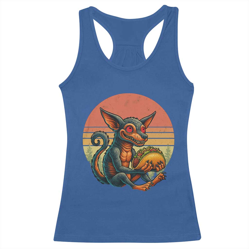 Funny Chupacabra Eat Tacos Cryptid Gift Racerback Tank Top TS12 Royal Blue Print Your Wear