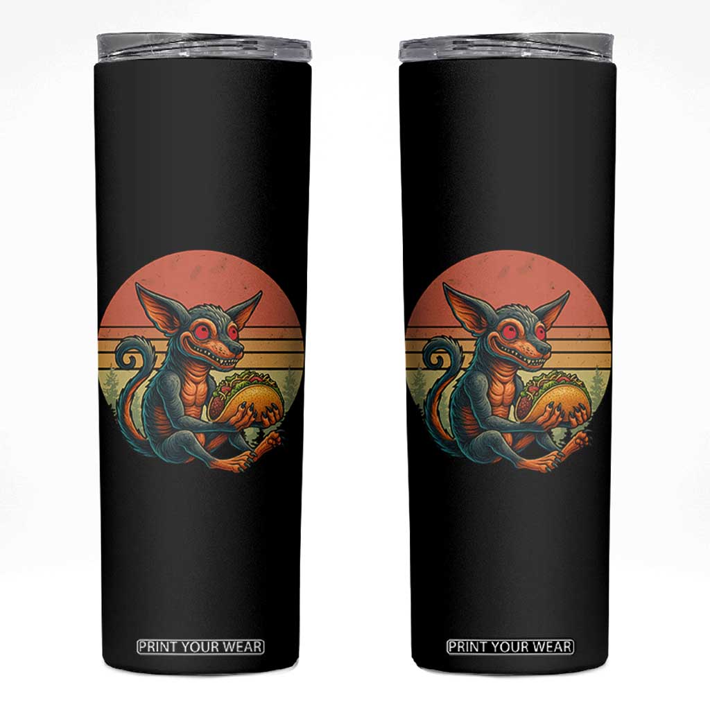 Funny Chupacabra Eat Tacos Cryptid Gift Skinny Tumbler TS12 Black Print Your Wear