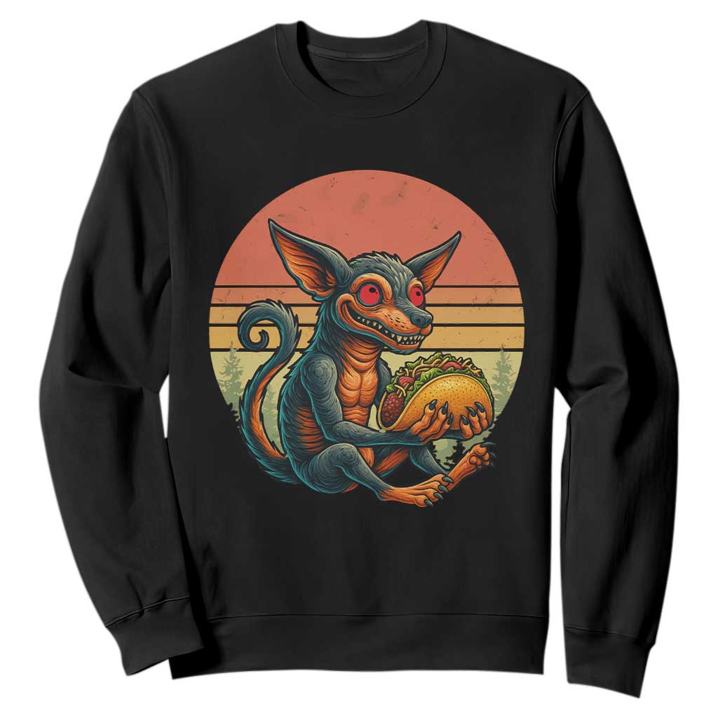 Funny Chupacabra Eat Tacos Cryptid Gift Sweatshirt TS12 Black Print Your Wear