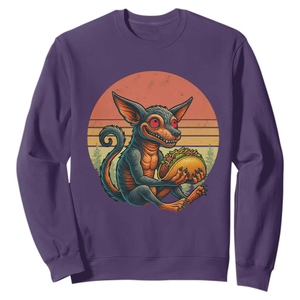 Funny Chupacabra Eat Tacos Cryptid Gift Sweatshirt TS12 Purple Print Your Wear