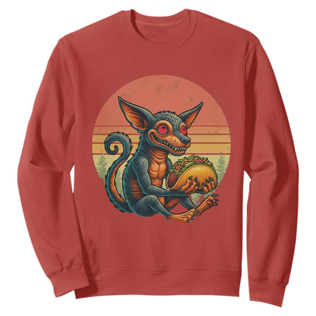 Funny Chupacabra Eat Tacos Cryptid Gift Sweatshirt TS12 Red Print Your Wear