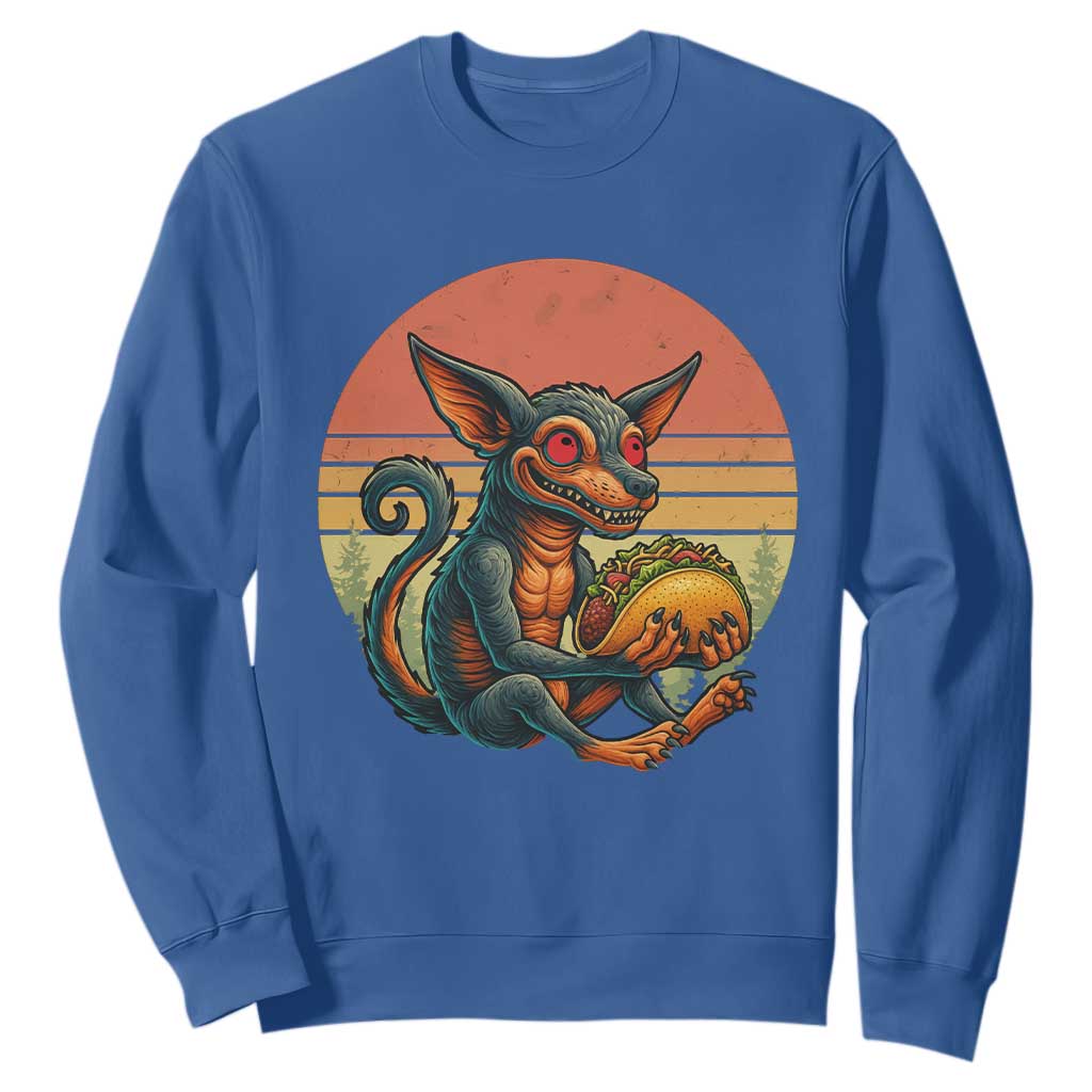 Funny Chupacabra Eat Tacos Cryptid Gift Sweatshirt TS12 Royal Blue Print Your Wear