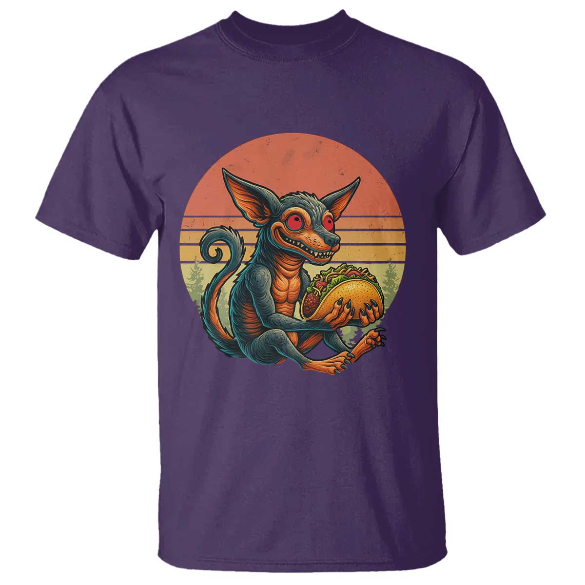 Funny Chupacabra Eat Tacos Cryptid Gift T Shirt TS12 Purple Print Your Wear