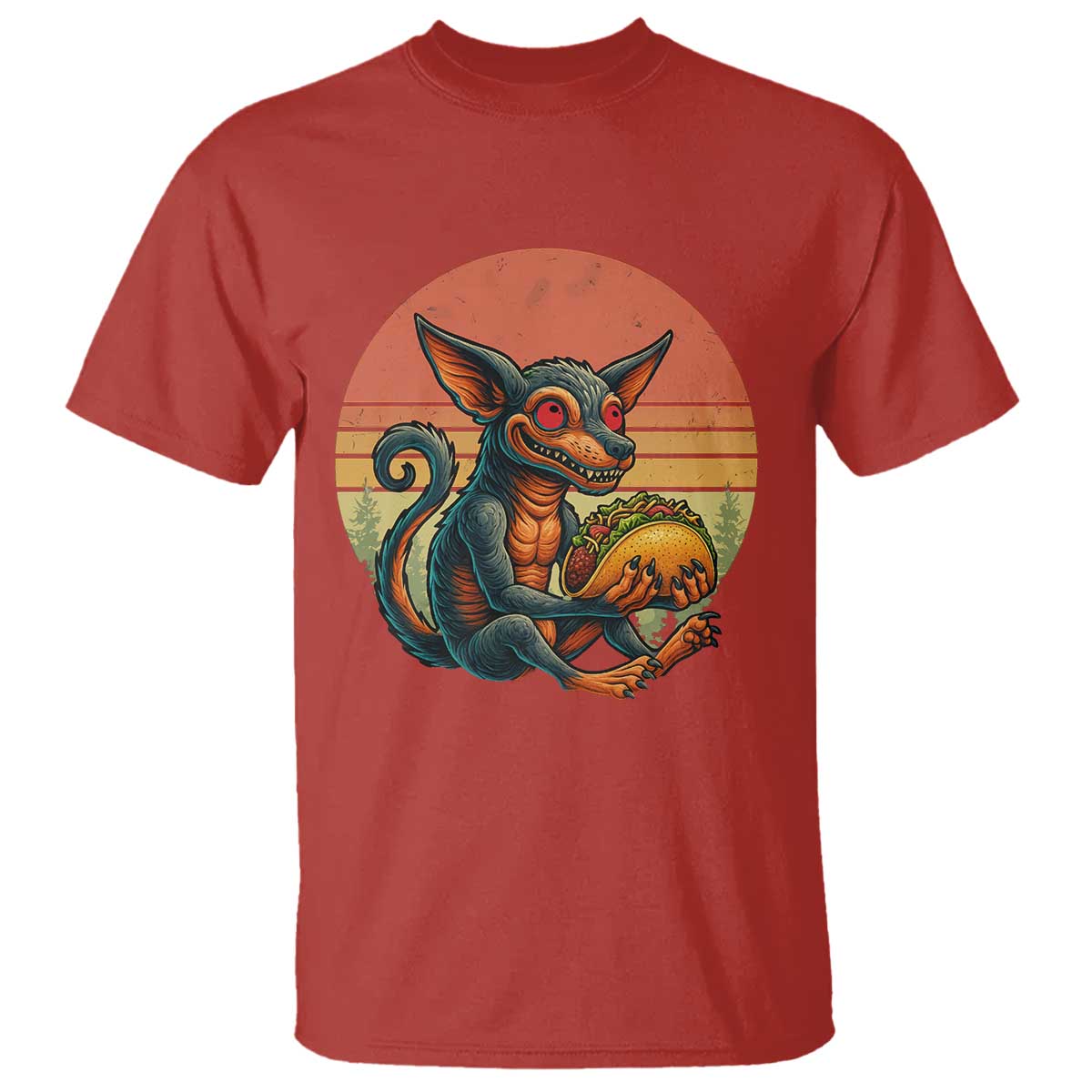 Funny Chupacabra Eat Tacos Cryptid Gift T Shirt TS12 Red Print Your Wear