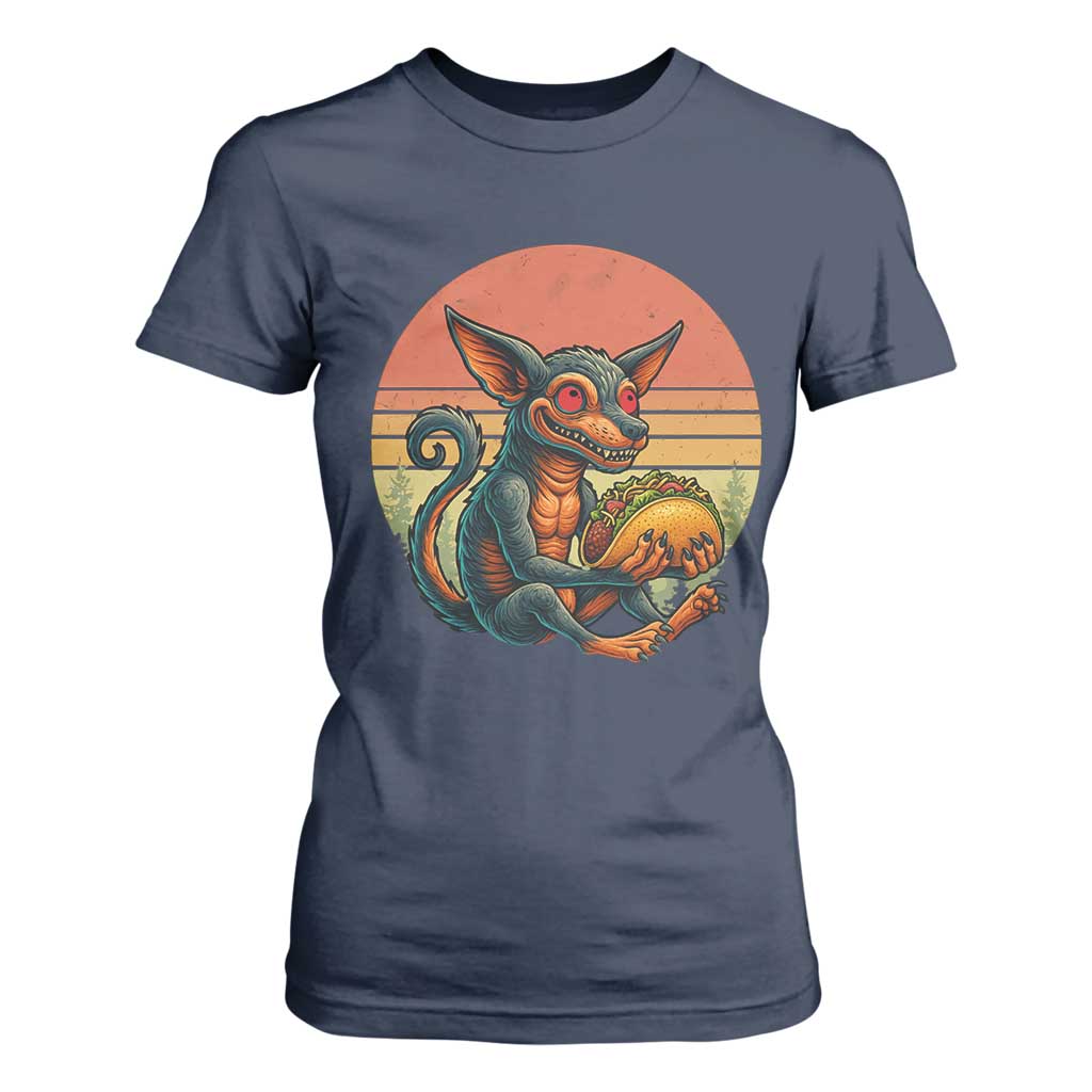Funny Chupacabra Eat Tacos Cryptid Gift T Shirt For Women TS12 Navy Print Your Wear