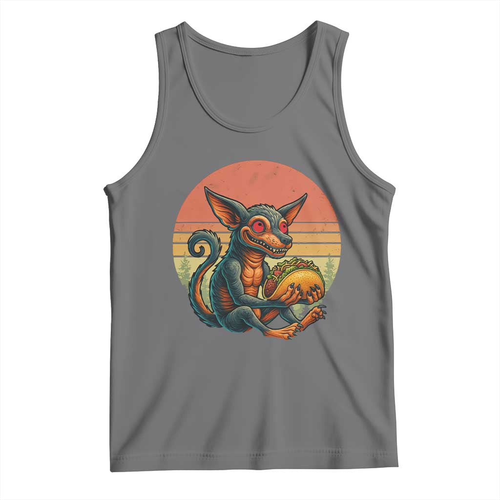 Funny Chupacabra Eat Tacos Cryptid Gift Tank Top TS12 Black Heather Print Your Wear