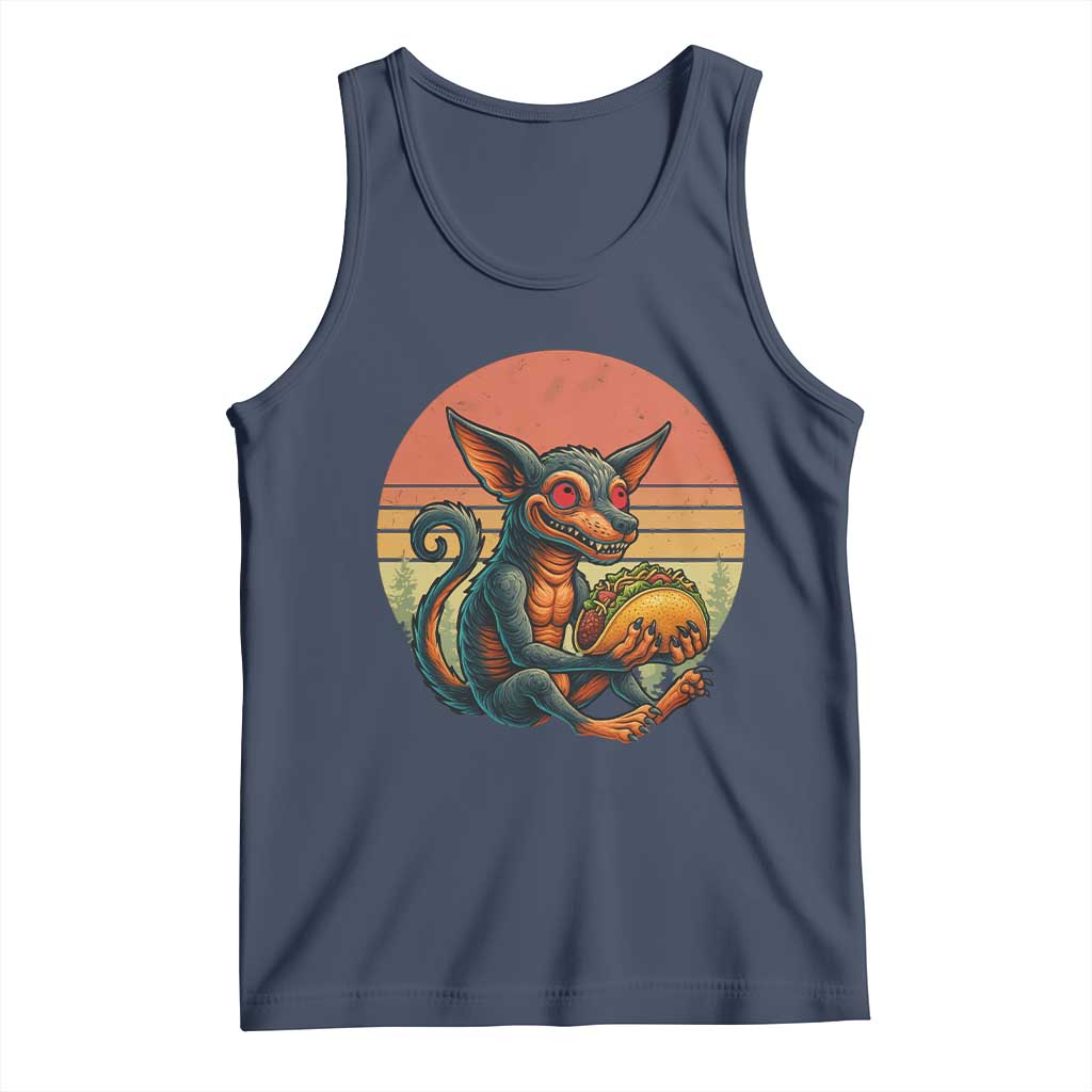 Funny Chupacabra Eat Tacos Cryptid Gift Tank Top TS12 Navy Print Your Wear