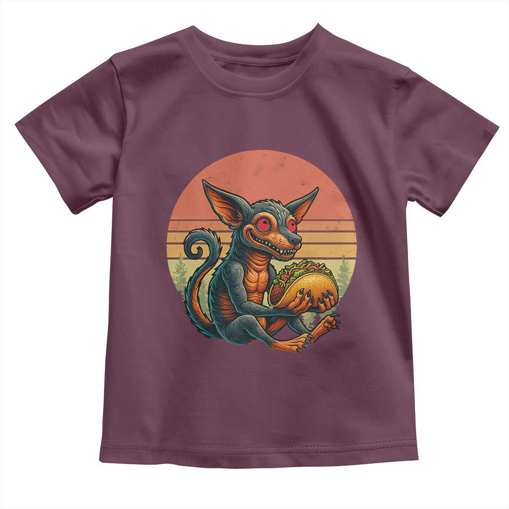 Funny Chupacabra Eat Tacos Cryptid Gift Toddler T Shirt TS12 Maroon Print Your Wear