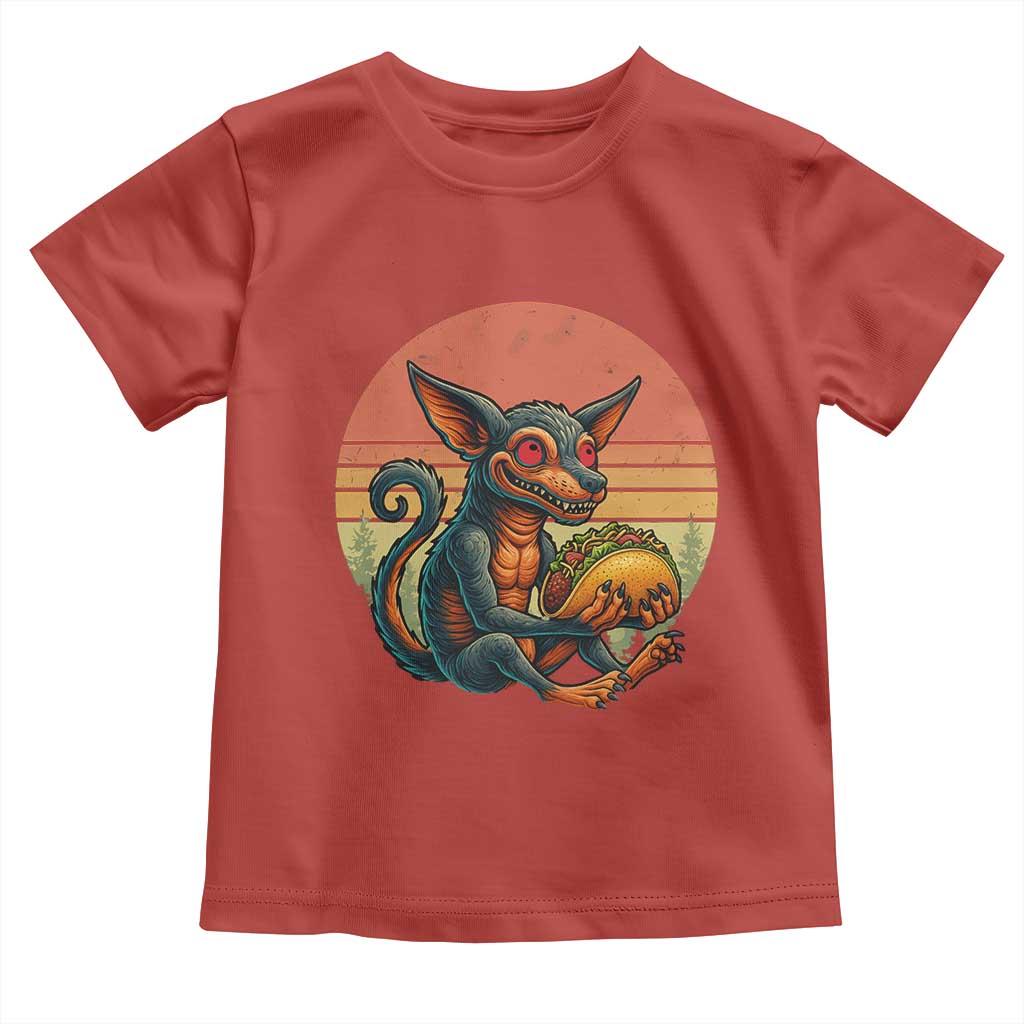 Funny Chupacabra Eat Tacos Cryptid Gift Toddler T Shirt TS12 Red Print Your Wear