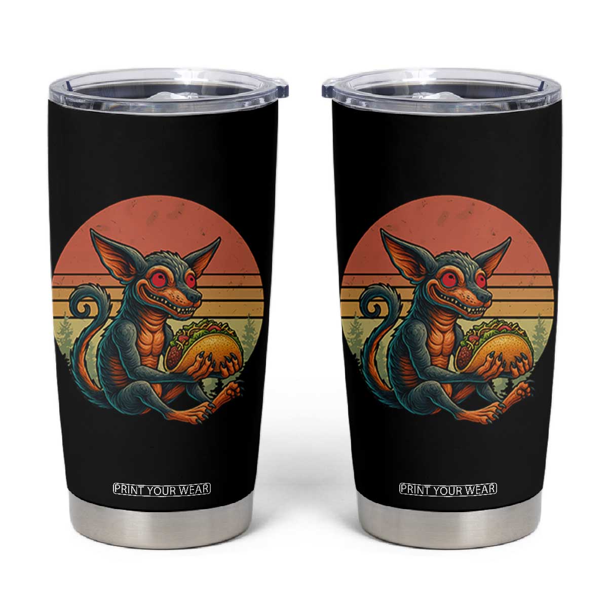 Funny Chupacabra Eat Tacos Cryptid Gift Tumbler Cup TS12 Black Print Your Wear