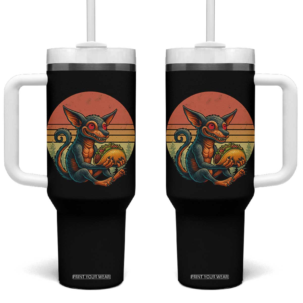 Funny Chupacabra Eat Tacos Cryptid Gift Tumbler With Handle TS12 One Size: 40 oz Black Print Your Wear