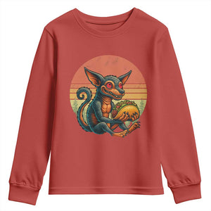 Funny Chupacabra Eat Tacos Cryptid Gift Youth Sweatshirt TS12 Red Print Your Wear
