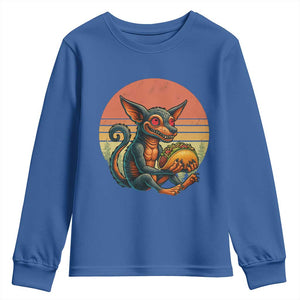 Funny Chupacabra Eat Tacos Cryptid Gift Youth Sweatshirt TS12 Royal Blue Print Your Wear