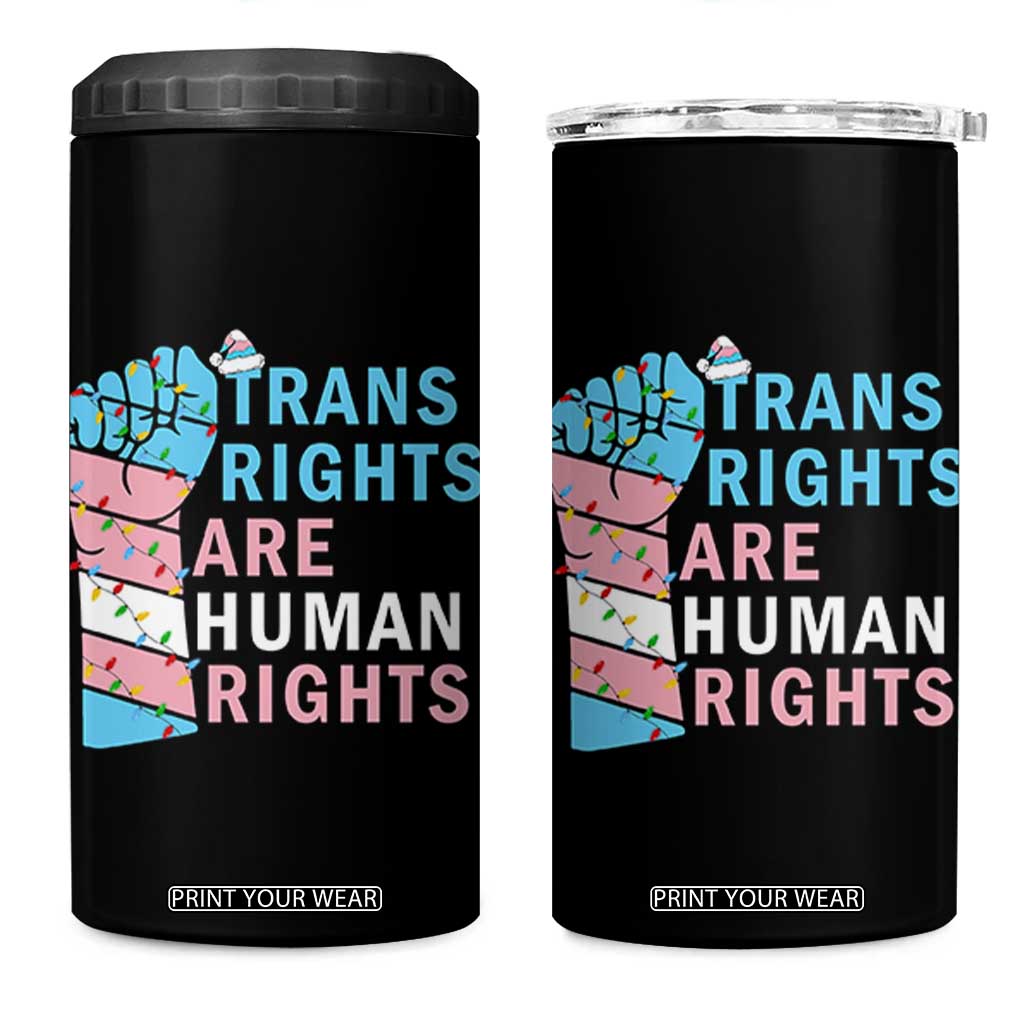 Trans Rights Are Human Rights 4 in 1 Can Cooler Tumbler Christmas LGBTQ Supporter Gift TS12 One Size: 16 oz Black Print Your Wear