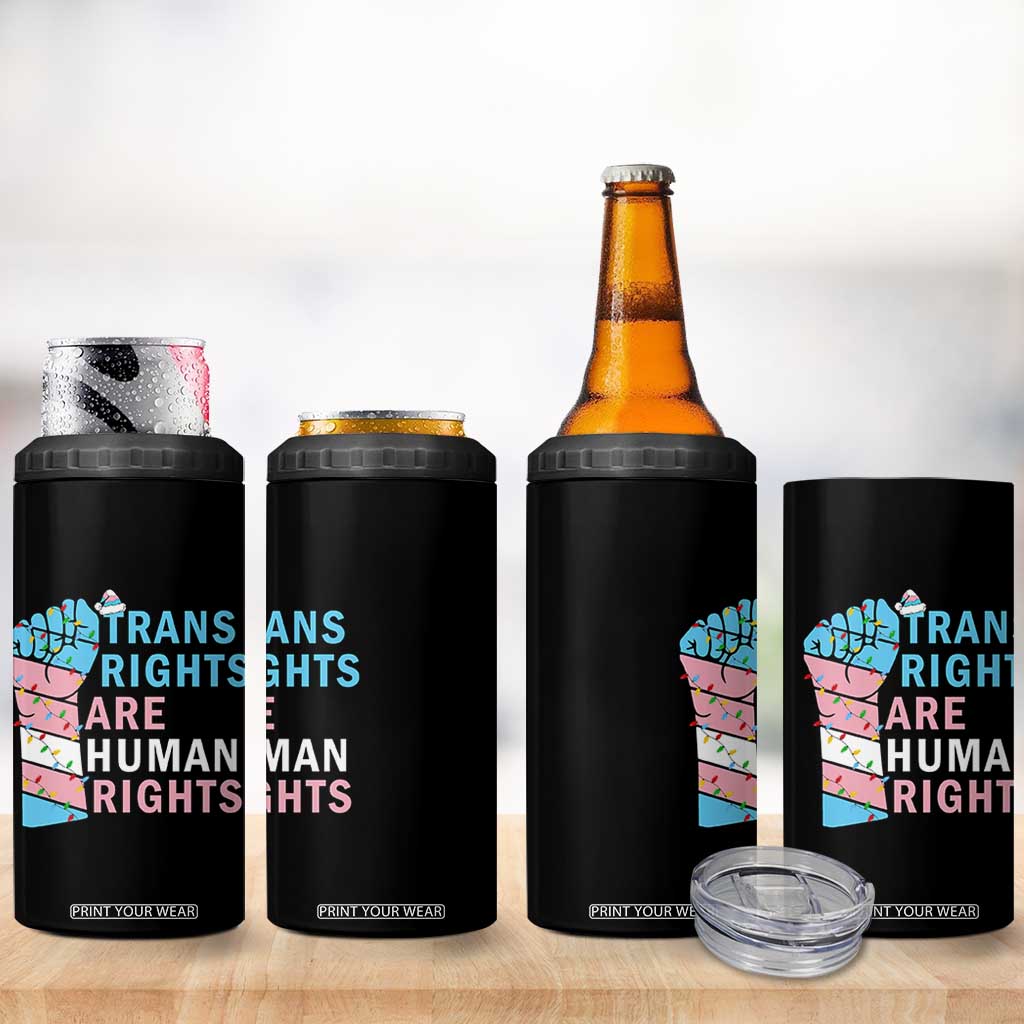 Trans Rights Are Human Rights 4 in 1 Can Cooler Tumbler Christmas LGBTQ Supporter Gift TS12 Print Your Wear