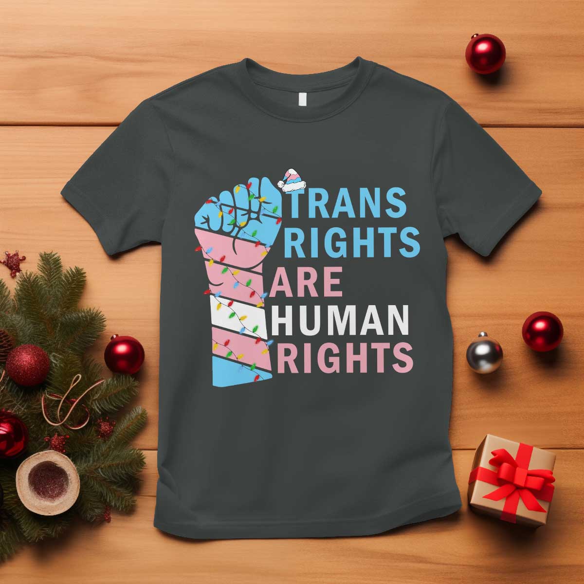 Trans Rights Are Human Rights T Shirt Christmas LGBTQ Supporter Gift TS12 Dark Heather Print Your Wear