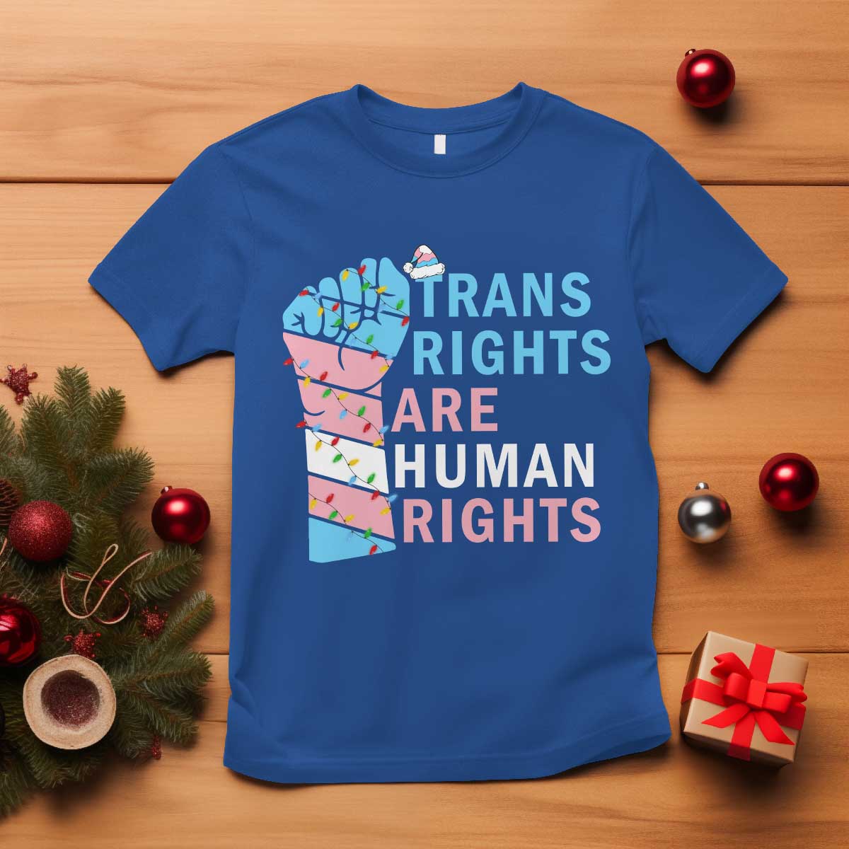 Trans Rights Are Human Rights T Shirt Christmas LGBTQ Supporter Gift TS12 Royal Blue Print Your Wear