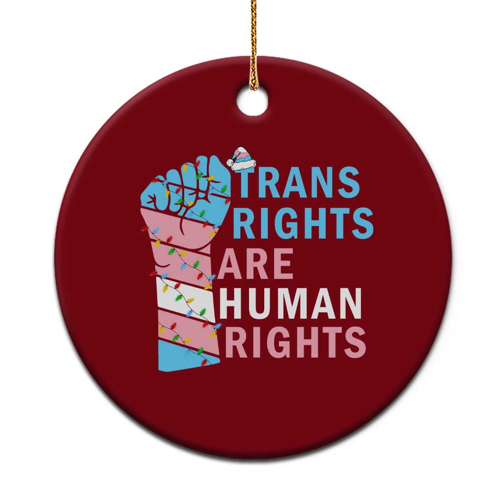 Trans Rights Are Human Rights Ceramic Ornament Christmas LGBTQ Supporter Gift TS12 1pc Red Print Your Wear
