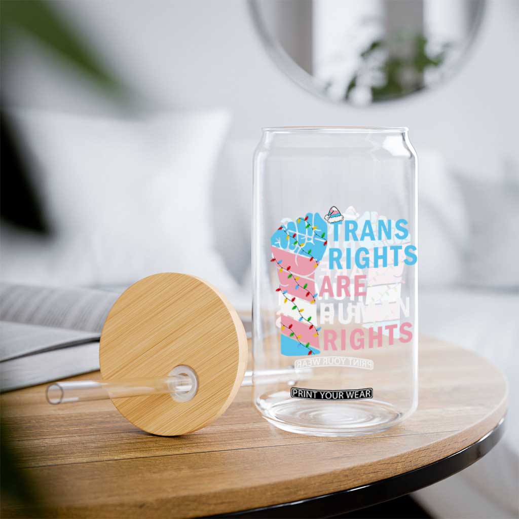 Trans Rights Are Human Rights Glass Can Christmas LGBTQ Supporter Gift TS12 Print Your Wear