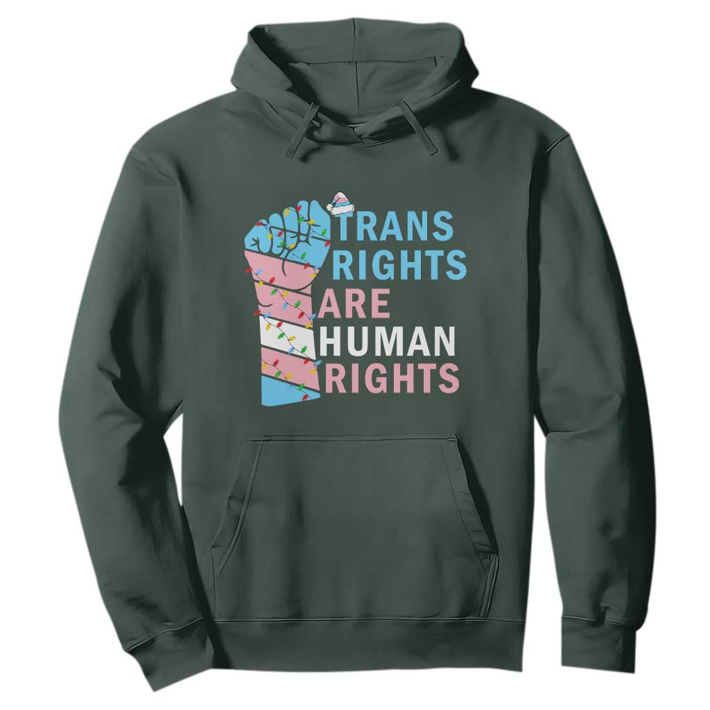 Trans Rights Are Human Rights Hoodie Christmas LGBTQ Supporter Gift TS12 Dark Forest Green Print Your Wear