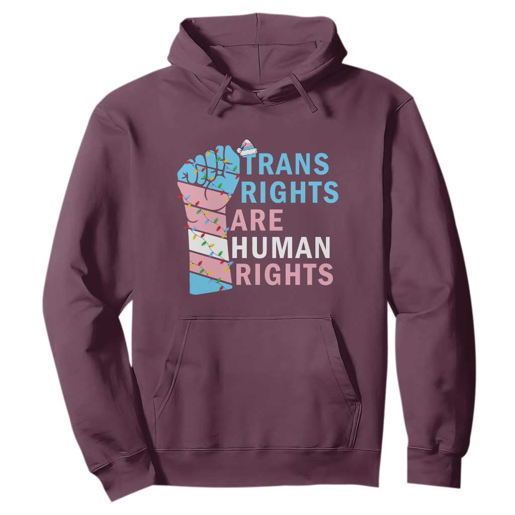 Trans Rights Are Human Rights Hoodie Christmas LGBTQ Supporter Gift TS12 Maroon Print Your Wear