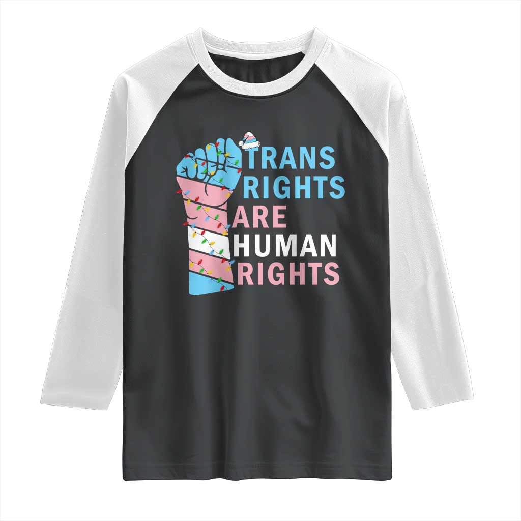 Trans Rights Are Human Rights Raglan Shirt Christmas LGBTQ Supporter Gift TS12 Black White Print Your Wear
