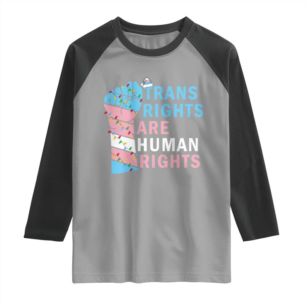 Trans Rights Are Human Rights Raglan Shirt Christmas LGBTQ Supporter Gift TS12 Sport Gray Black Print Your Wear