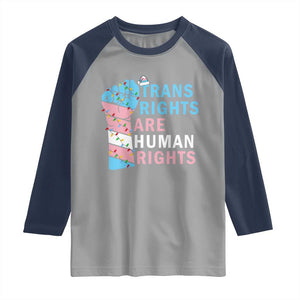 Trans Rights Are Human Rights Raglan Shirt Christmas LGBTQ Supporter Gift TS12 Sport Gray Navy Print Your Wear