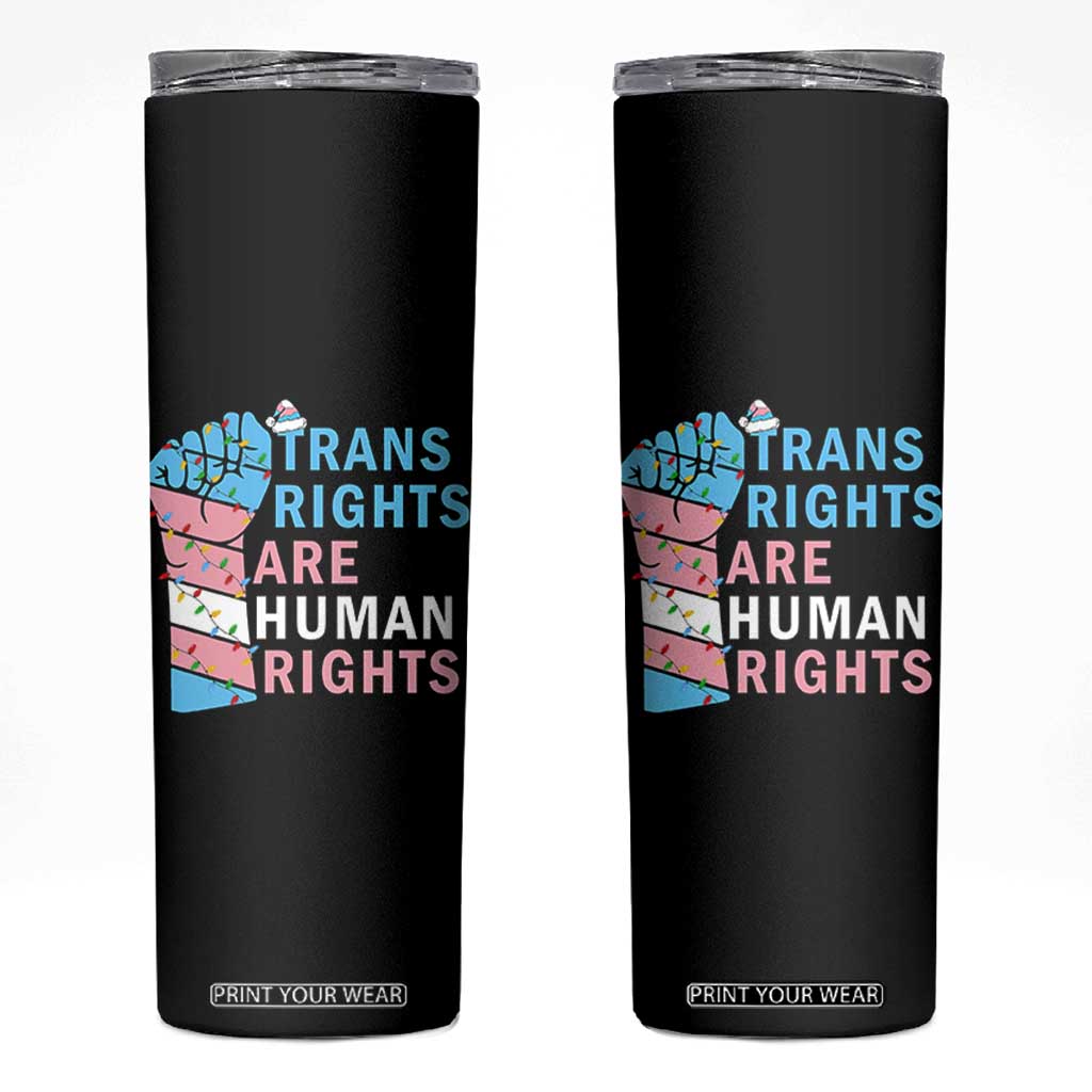 Trans Rights Are Human Rights Skinny Tumbler Christmas LGBTQ Supporter Gift TS12 Black Print Your Wear